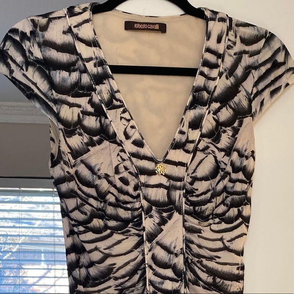 💯Authentic Roberto Cavalli Feather Cap Sleeve - Picture 2 of 12